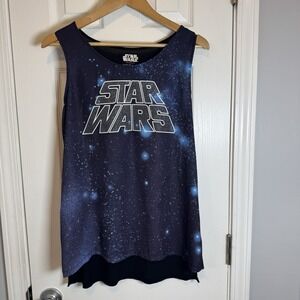 STAR WARS x ROCK & REPUBLIC Glitter Space Logo Tank Top LARGE